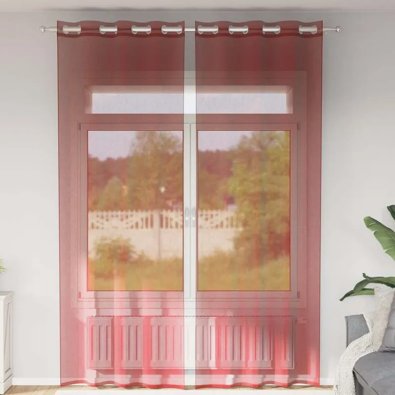 Voile Vorhänge con Ösen 2 pz. Weinrot