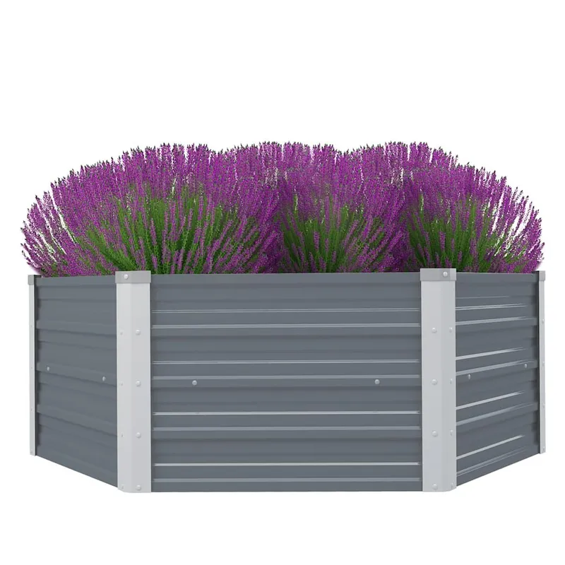 Hochbeet 129 x 129 x 45 cm Verzinkter Stahl Grau