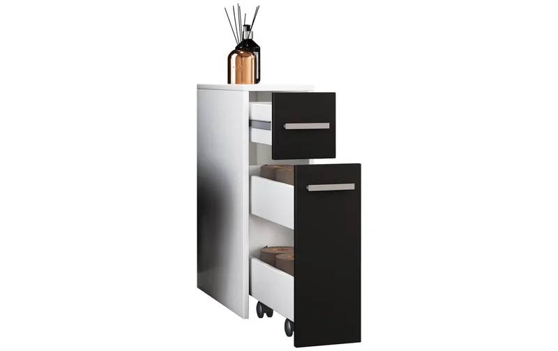 VCM Badezimmerregal Zalo 20 x 61 cm, blanc/noir