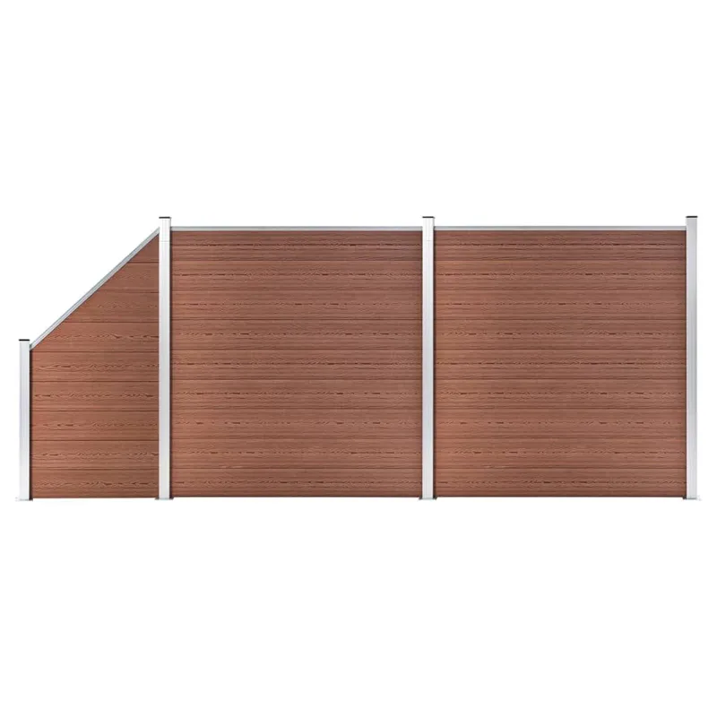 Ensemble de clôture WPC 2 Carré + 1 Incliné 446 x 186 cm Marron