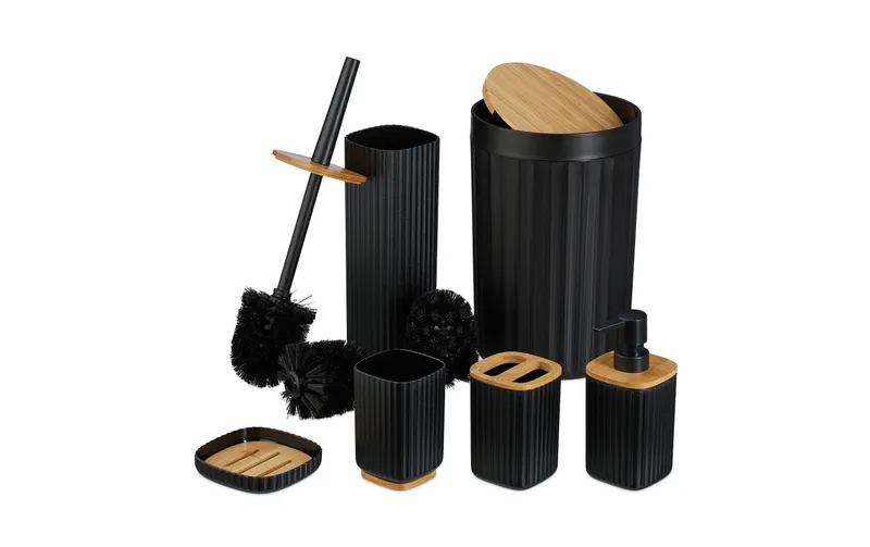 relaxdays Badezimmer-Set 6-teilig, noir