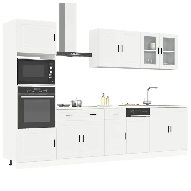 7-tlg. Küchenschrank-Set Porto bianco derivato del legno