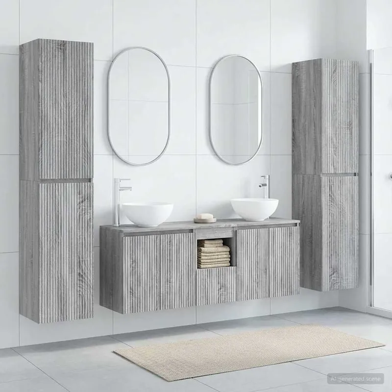 Badezimmermöbel-Set 5 stk. grigio Sonoma 33 x 34,5 x 160 cm