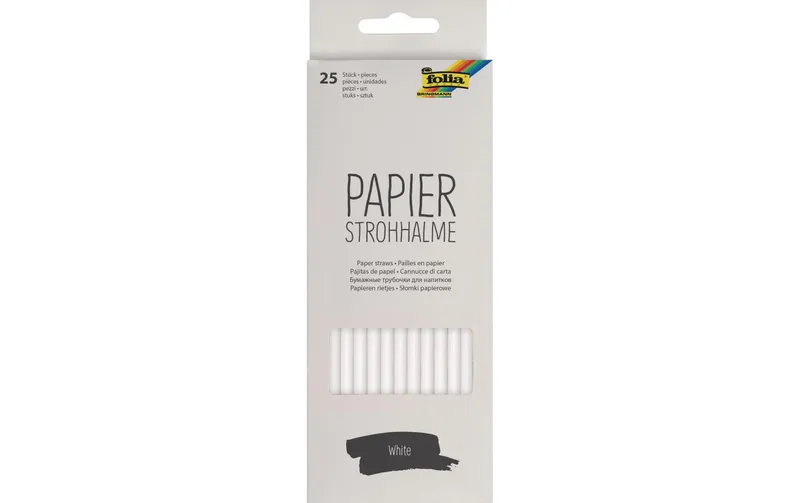 Folia Strohhalm Papier, 25 pièces, blanc