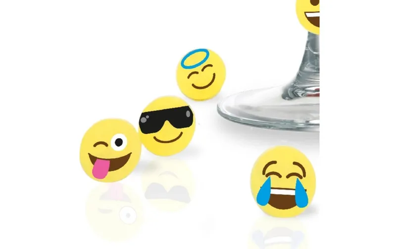 Vin Bouquet Glasmarkierer Emoji 8 pièces, multicolore