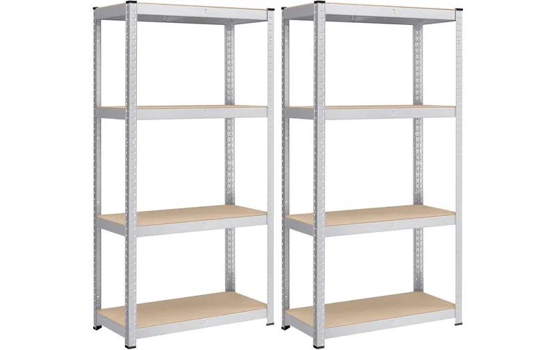 Songmics Regal 2er-Set mit 4 Ablagen Silber