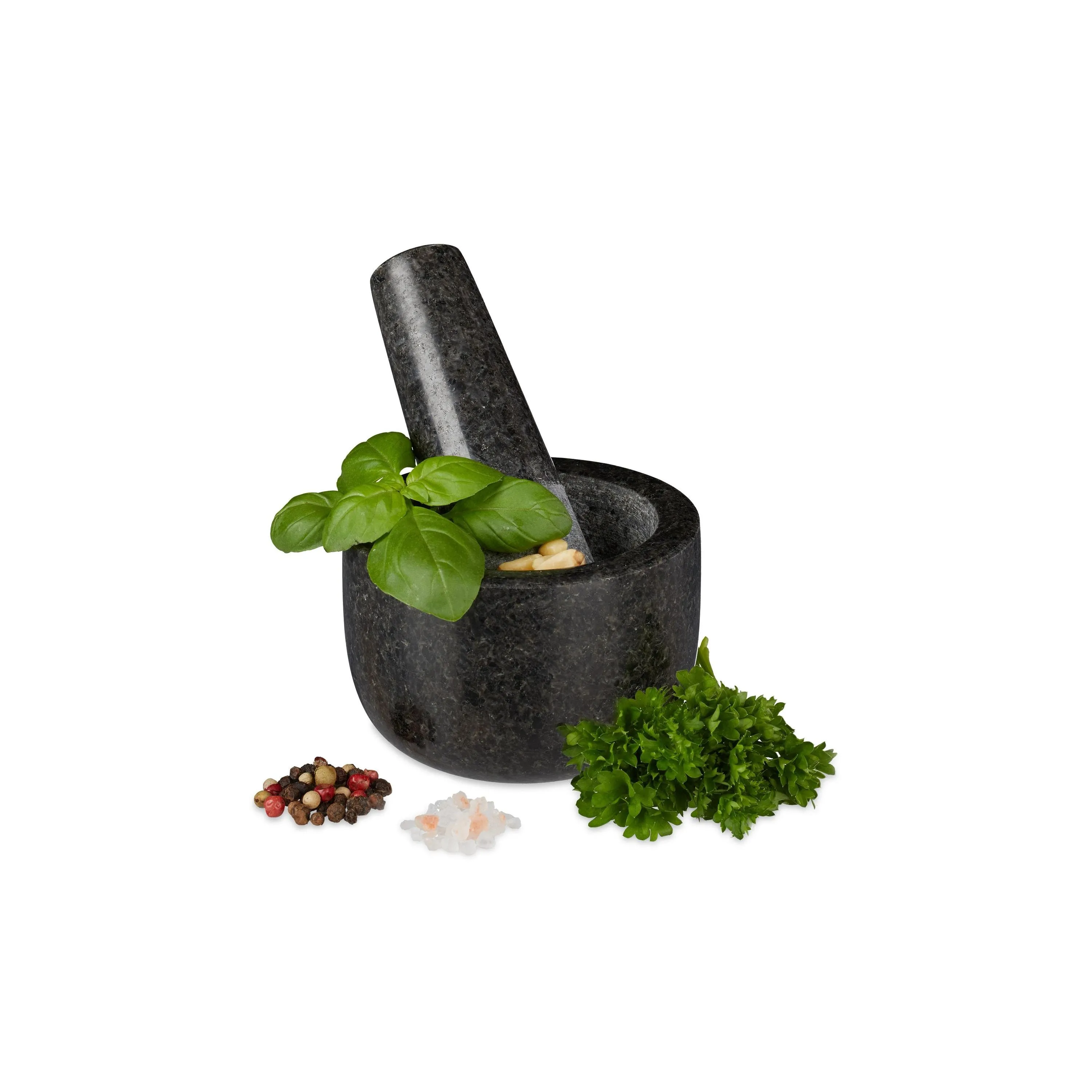 relaxdays Mörser 8.5 cm, Granit
