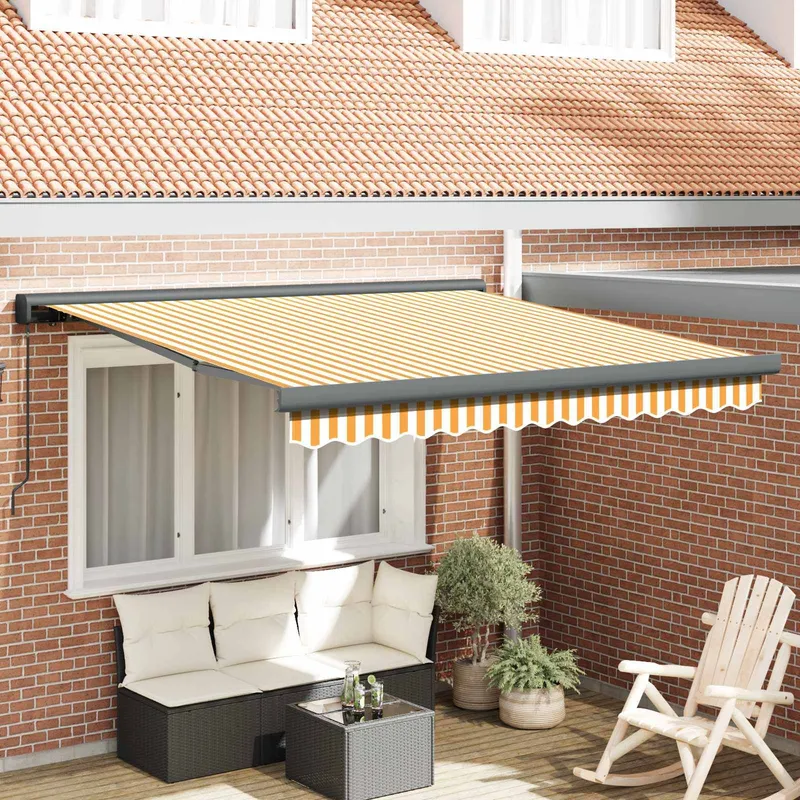 Auvent rétractable | Bleu et Blanc avec Cadre Blanc 3,5 x 2,5 m