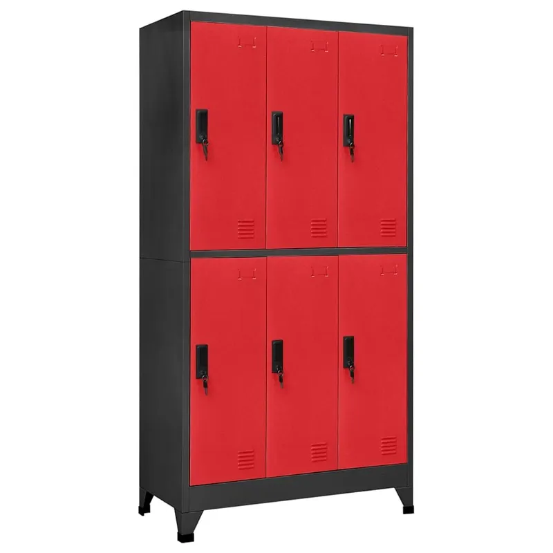 Schließfachschrank antracite e rosso 90x45x180 cm acciaio