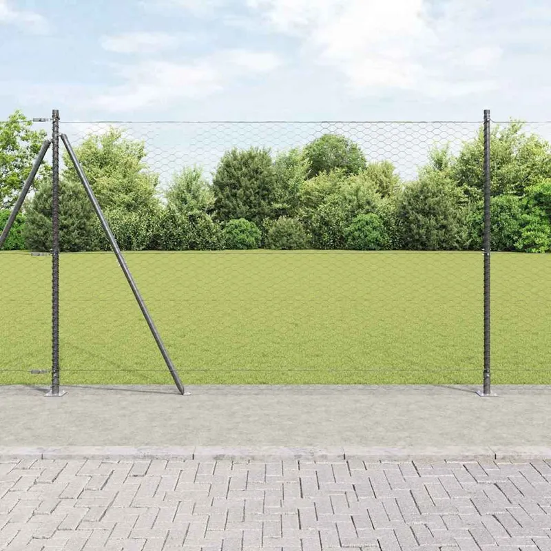 Sechseckzaun mit Betonsockel 10 x 1,5 m PVC-beschichteter Stahl