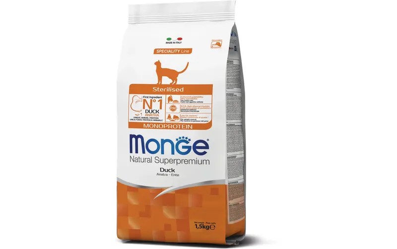 Monge Trockenfutter Katze Monoprotein Sterilisiert Ente 1.5 kg