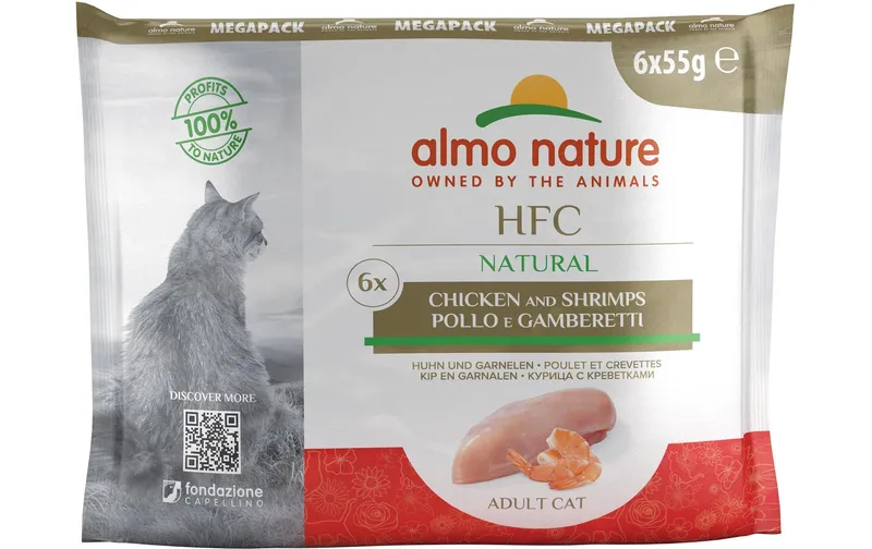 Almo Nature HFC Natural Cat Mega Pack Huhn und Garnelen 6 x 55 g