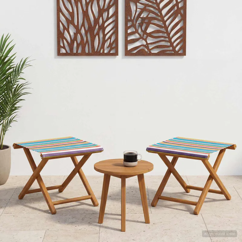 Chaise Longue 2 pcs Bois d'eucalyptus massif Multicolore
