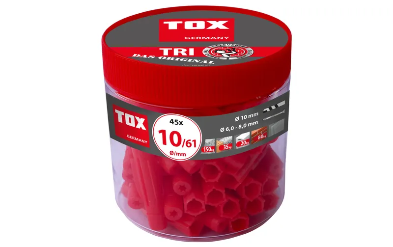 Tox-Dübel Allzweckdübel Tri 10x61 mm, Dose à 45 Stück