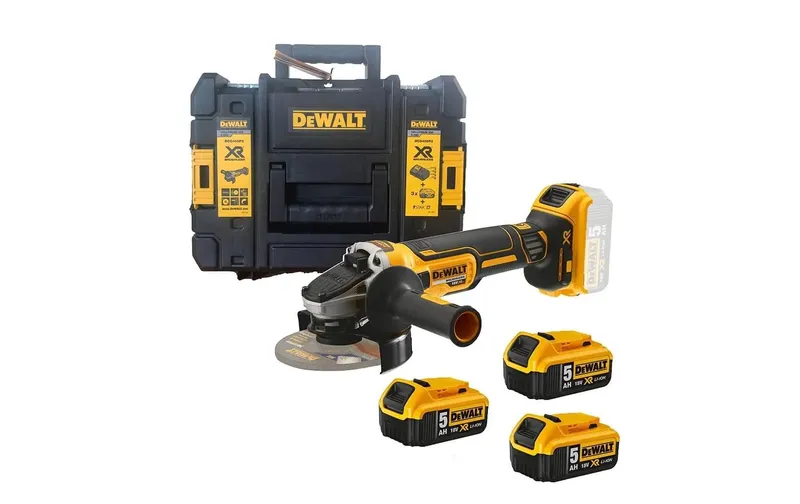 DEWALT Winkelschleifer 18 V DCG405P3 3x 5 Ah Akku
