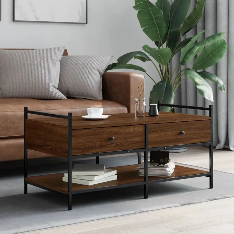 Couchtisch marrone Eichen-Optik 99x50x50 cm derivato del legno