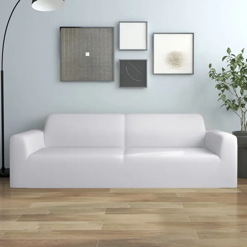 Stretch Sofahusse 3-Sitzer bianco Polyester-Jersey