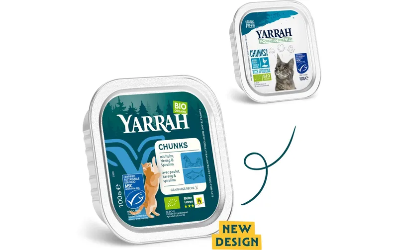 Yarrah Bio-Nassfutter Bio Chunks mit Huhn & Hering 32x 100 g