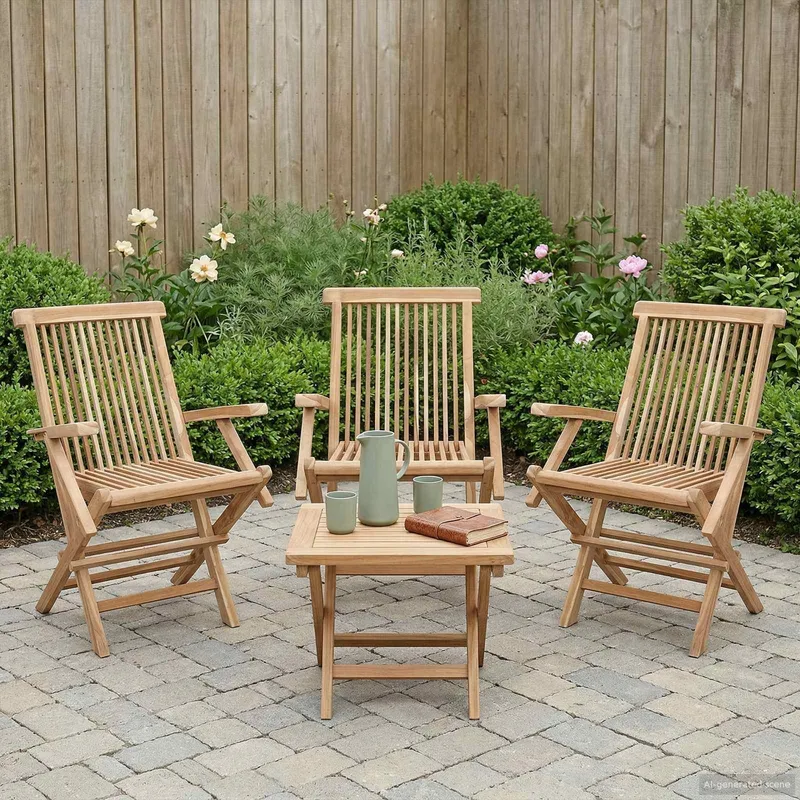 Klappbarer Gartenstuhl 3 stk. Natur Massivholz Teak