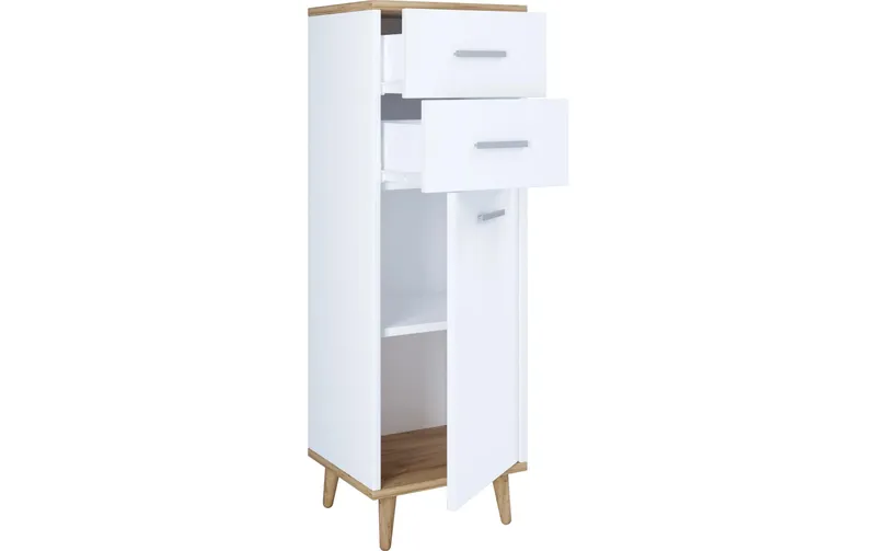VCM Badezimmerregal Landos Midi 32 x 97 cm, white/Honig-Eiche