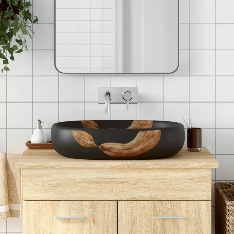 Aufsatzwaschbecken nero Oval 59x40x14 cm Keramik