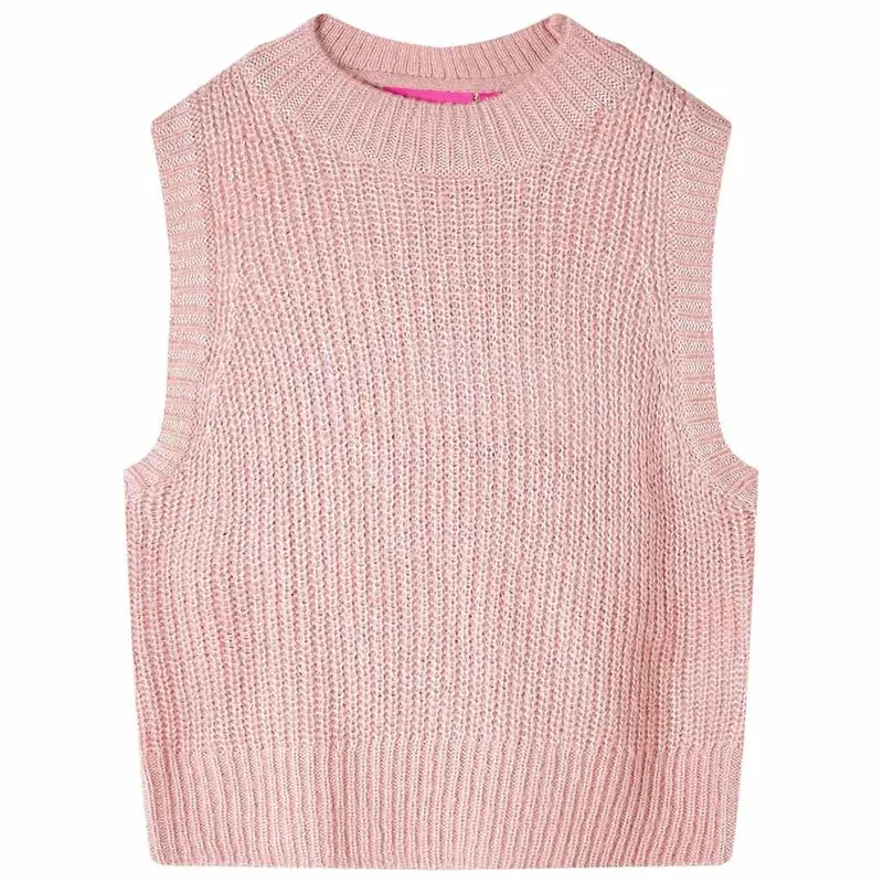 Gilet pull-over tricoté pour enfants rose clair 92