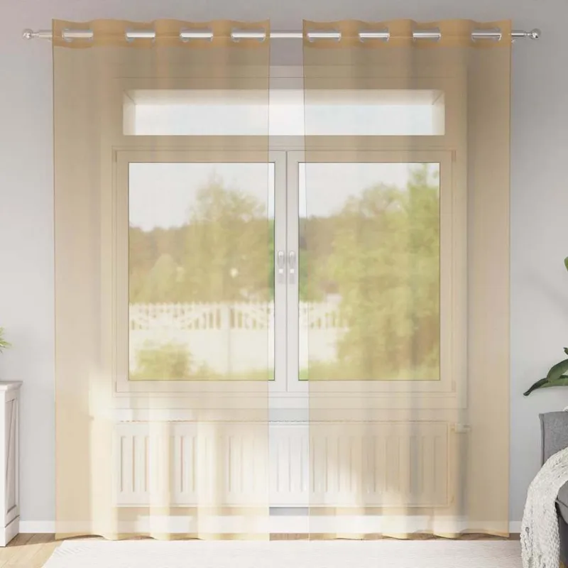 Voile Vorhänge mit Ösen 2 Stk. Sandfarbe