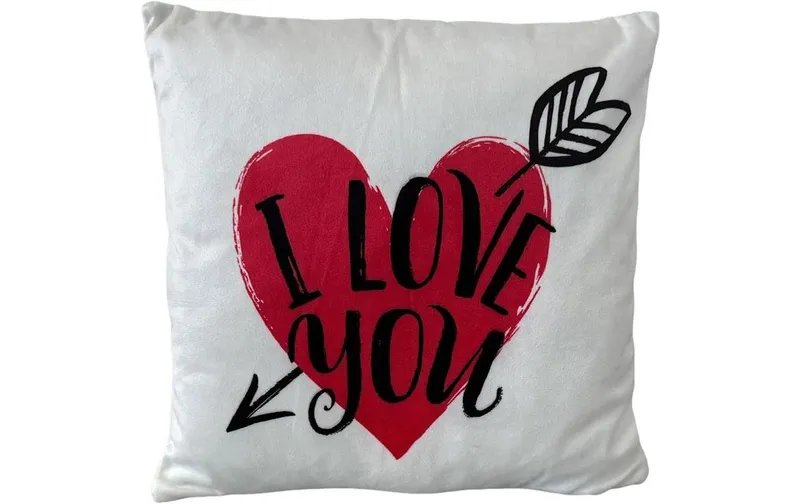 Dameco cuscini «I Love You» bianco rosso con Reissverschluss