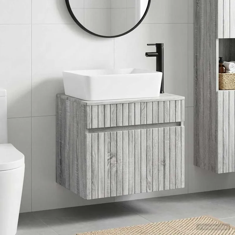 Badezimmermöbel-Set Grau Sonoma Holzwerkstoff