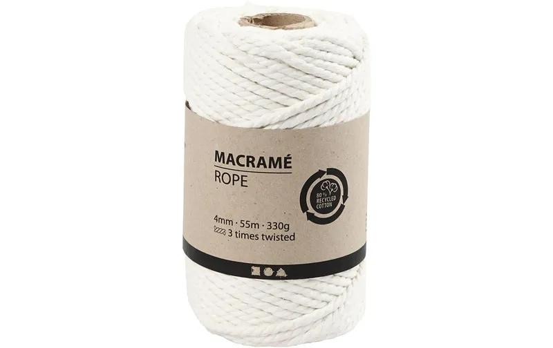 Creativ Company Baumwollgarn Makramee Rope 330 g, blanc