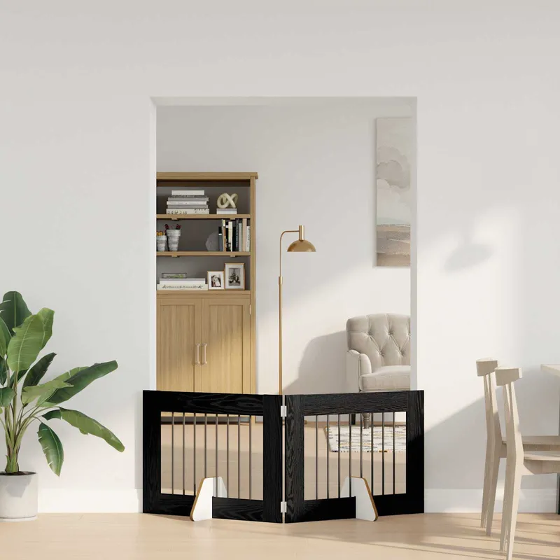 Klappbares Hundetor mit Ständern 2 stk. nero Eichen-Optik