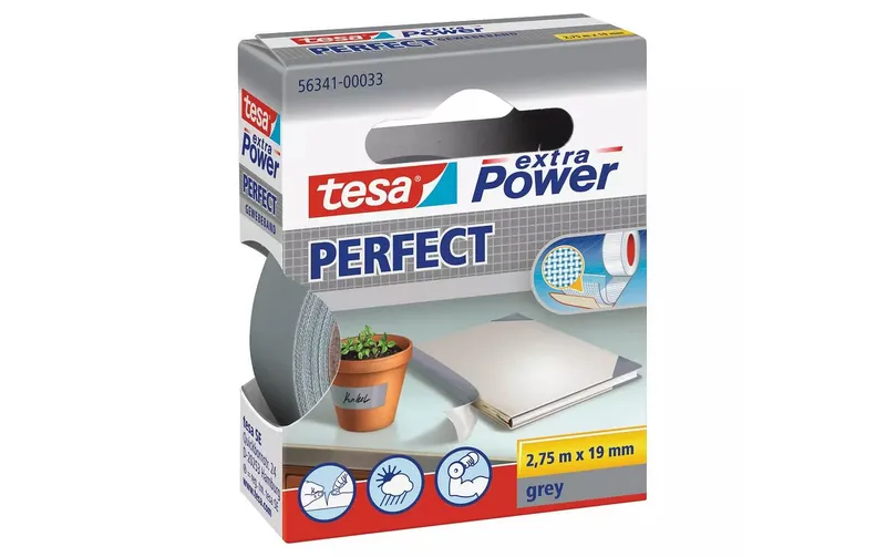 tesa Klebeband Extra Power Perfect 19 mm x 2.75 m, grey