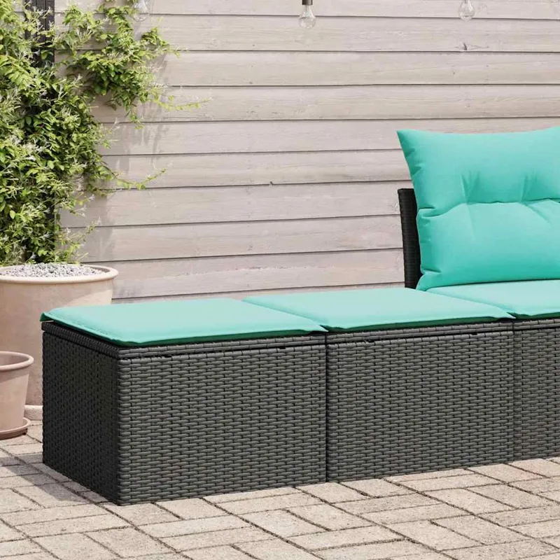 2-tlg. Garten-Sofagarnitur mit Kissen Schwarz Poly Rattan