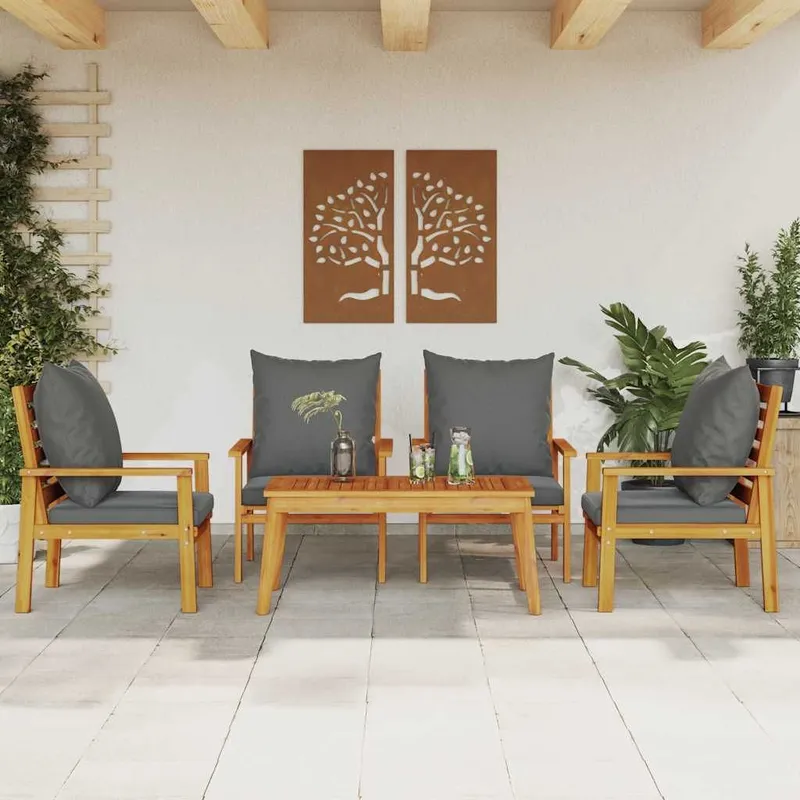 5-tlg. Garten-Lounge-Set mit Kissen legno massiccio acacia