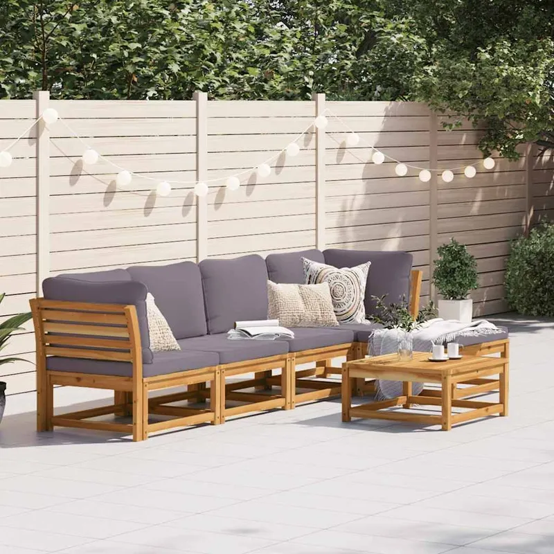 6-tlg. Garten-Lounge-Set mit Kissen Massivholz Akazie