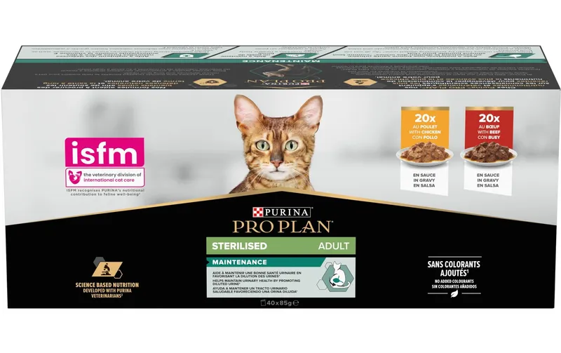 Purina Pro Plan Nassfutter Adult Sterilised Sauce Rind und Huhn 40 x 85 g