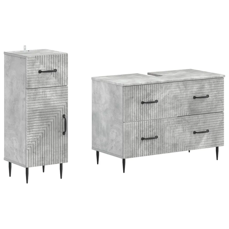 Ensemble de 2 meubles de salle de bain HAARLEM Gris béton