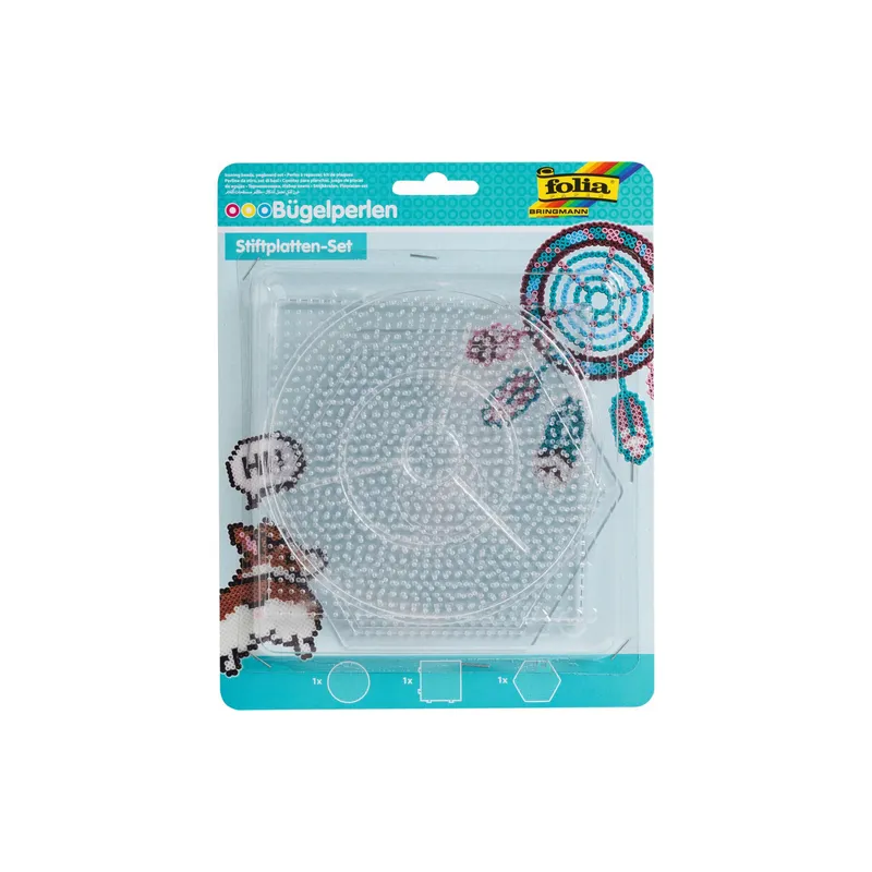 Folia Bügelperlen Platten Stiftplatten-Set transparent
