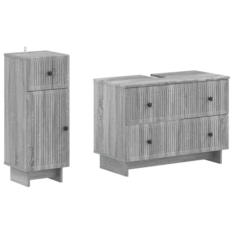 2-teiliges Badezimmer Schrank Set EDE Sonoma-Grau Holzwerkstoff