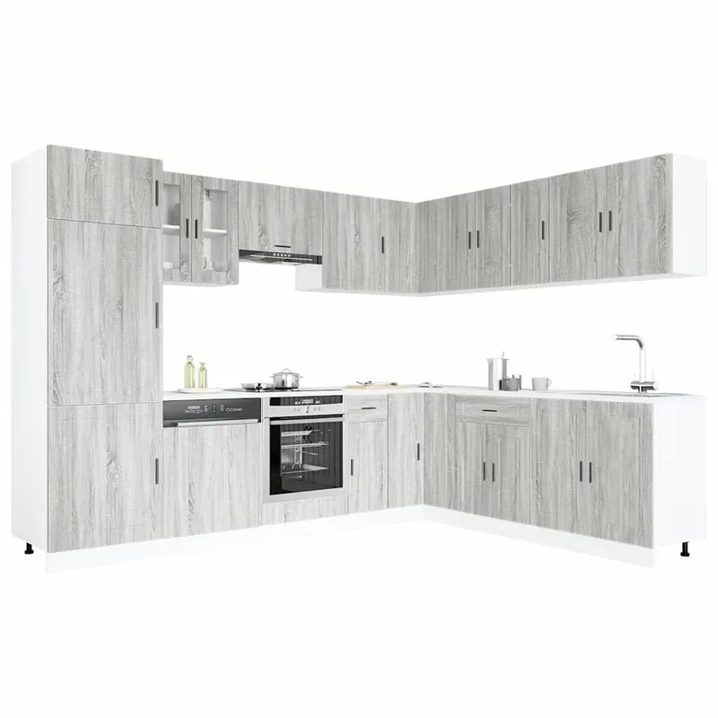 14-tlg. Küchenschrank-Set Porto Grau Sonoma Holzwerkstoff