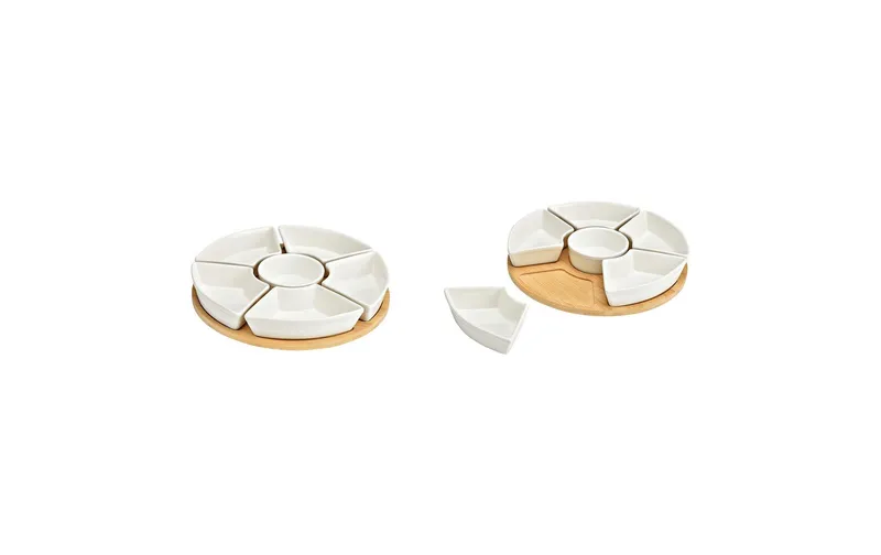 G. Wurm Snackschale drehbar 7-teilig, brown/white