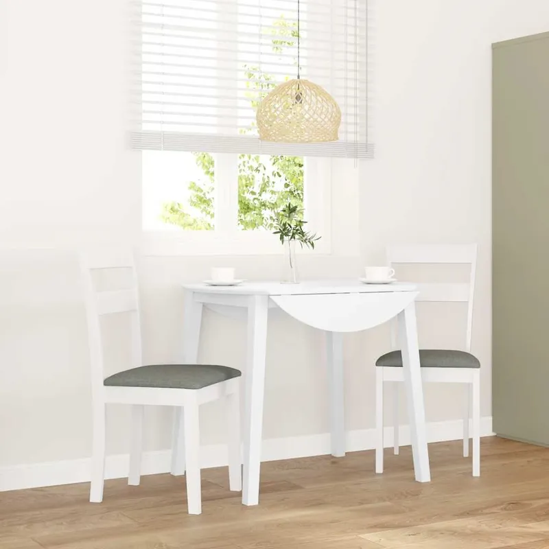 Esszimmerstühle mit Kissen 2 Stk. white Massivholz Gummibaum