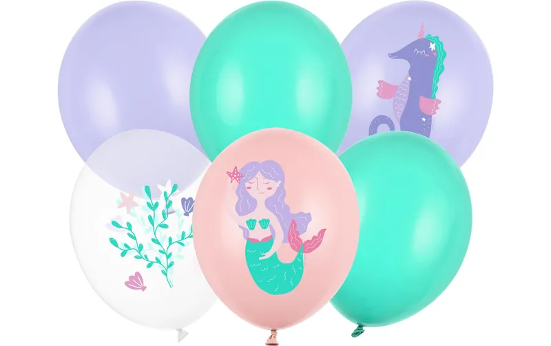 Partydeco Luftballon Meereswelt green/Rosa/Violett, Ø 30 cm, 6 pieces