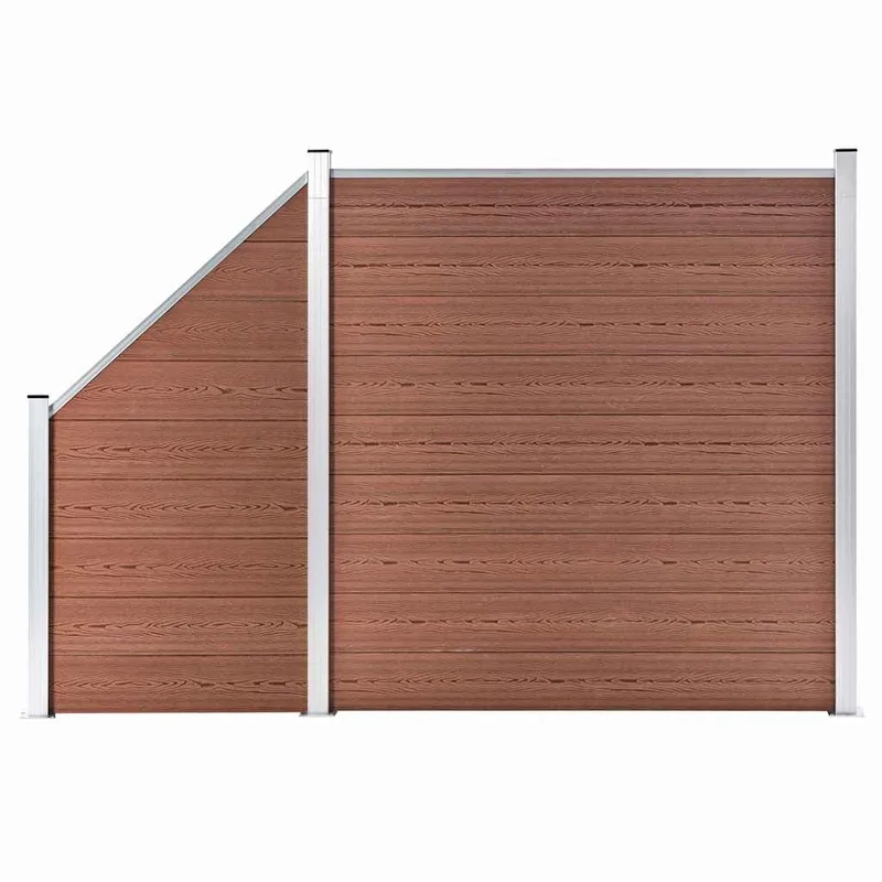 Ensemble de clôture WPC 1 Carré + 1 Incliné 273x186 cm Marron