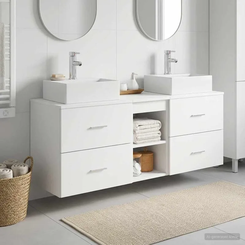 Ensemble d'armoire de salle de bain 3 pc Blanc