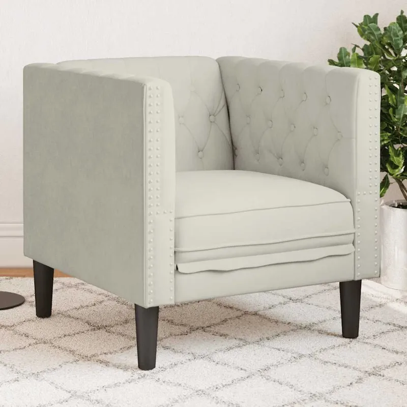 Chesterfield-Sessel Creme Samt