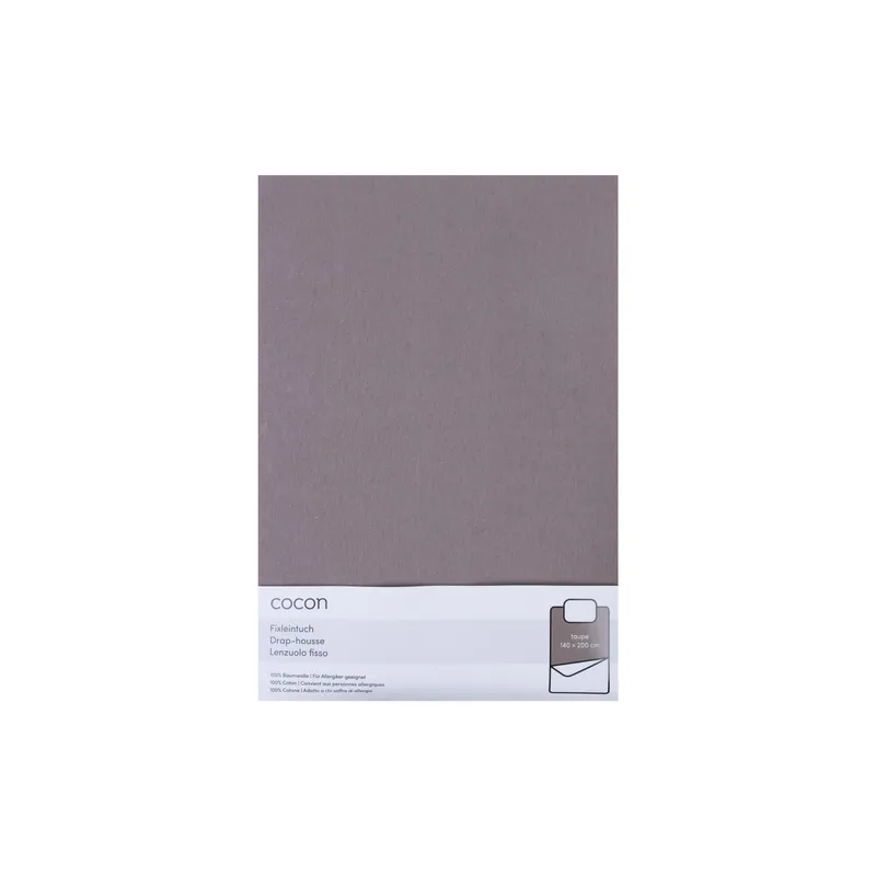 COCON Fixleintuch Jersey 140-160 x 200 cm, Taupe