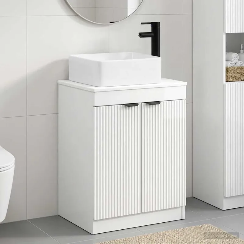 Badezimmermöbel-Set Hochglanz bianco derivato del legno