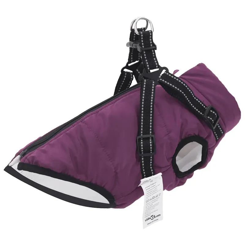 Hundemantel mit Geschirr Wasserdicht Reflektierend Lila L24