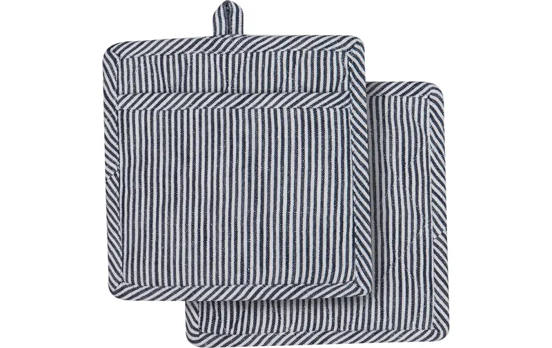Ladelle Topflappen Lina Stripe 2 pièces, bleu/blanc